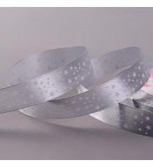 Лента атласная «Звёзды», 15 мм × 23 ± 1 м, цвет серый №059