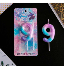 Свеча в торт цифра "9", 5,5 х 8 см