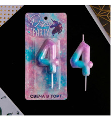 Свеча в торт цифра "4", 5,5 х 8 см