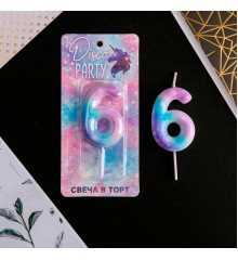 Свеча в торт цифра "6", 5,5 х 8 см
