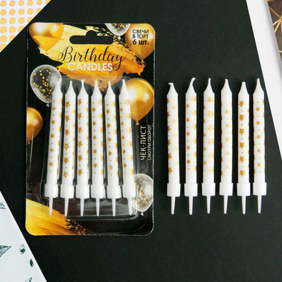 Свечи в торт Birthday candle, 6 шт, 9 х 15 см