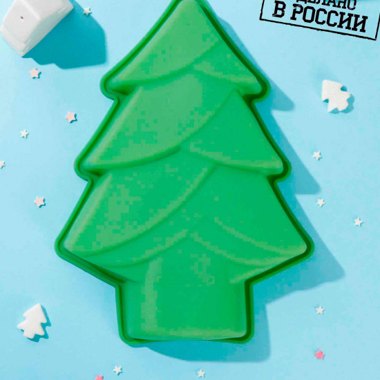 Форма для выпечки «Ёлочка», 30×20 см, h=4,5 см, цвет зелёный