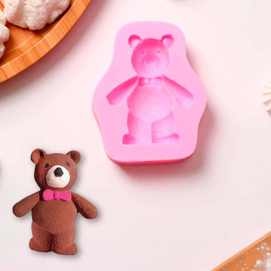 Силиконовый молд «Мишка», 8×6,5 см, цвет розовый