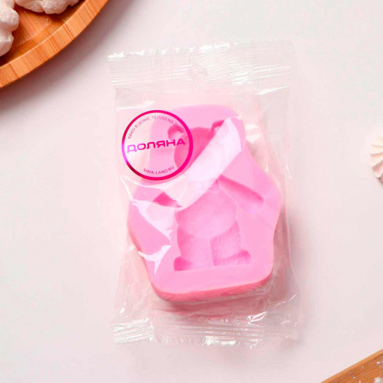 Силиконовый молд «Мишка», 8×6,5 см, цвет розовый
