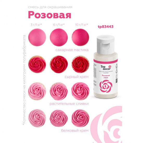 Смесь д/окраш.пищ.продукт.жидк.РОЗОВАЯ, 30 г